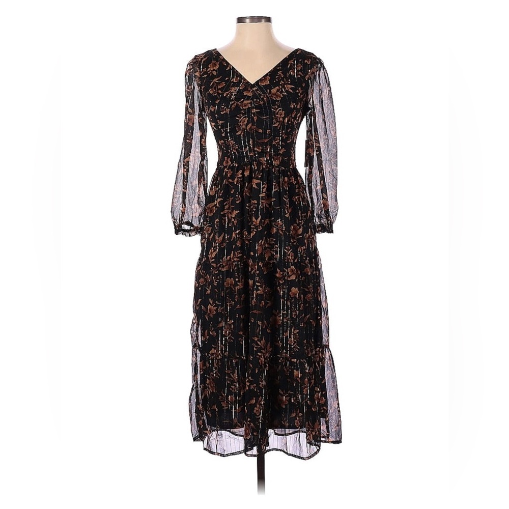 Sincerely Jules NWT Black Metallic Midi Dress S
